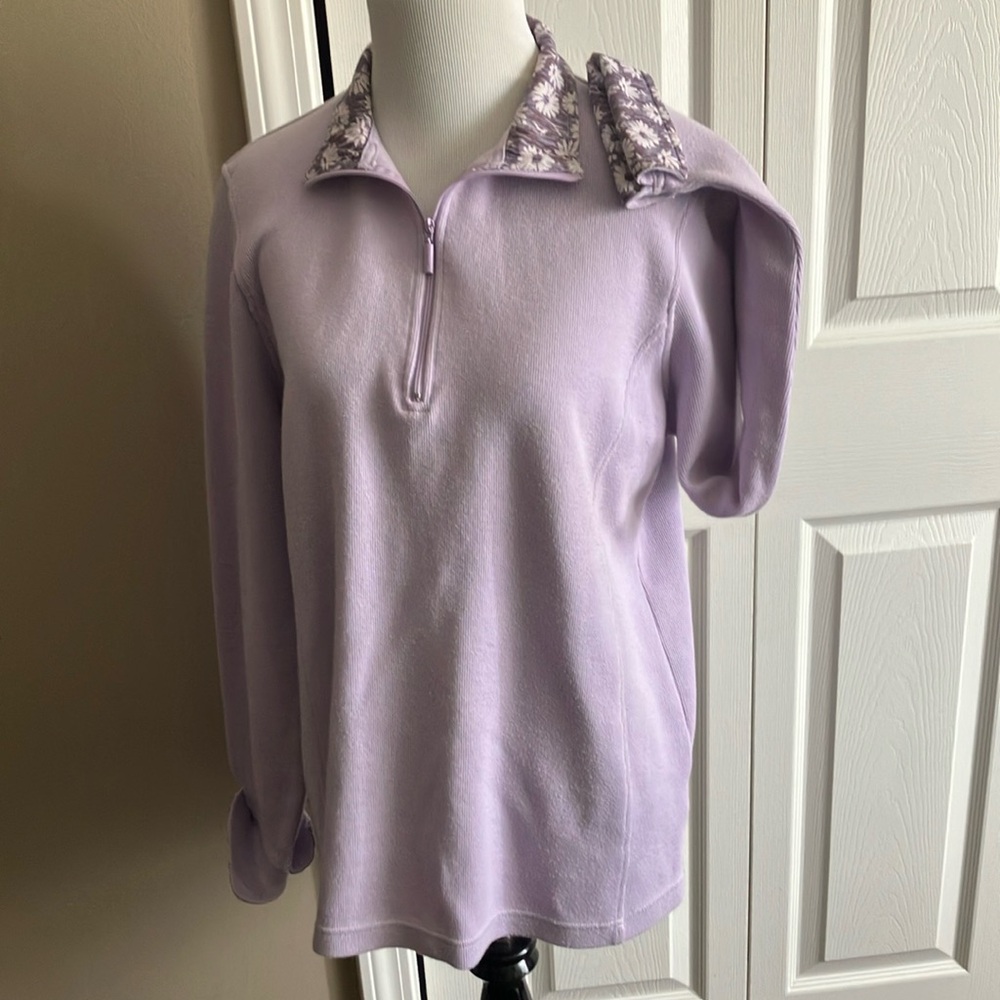 Orvis Lilac Women's Sweater with Purple Floral Collar